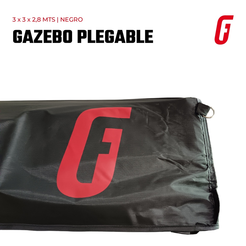 Gazebo Plegable - 3 x 3 mtrs - Negro