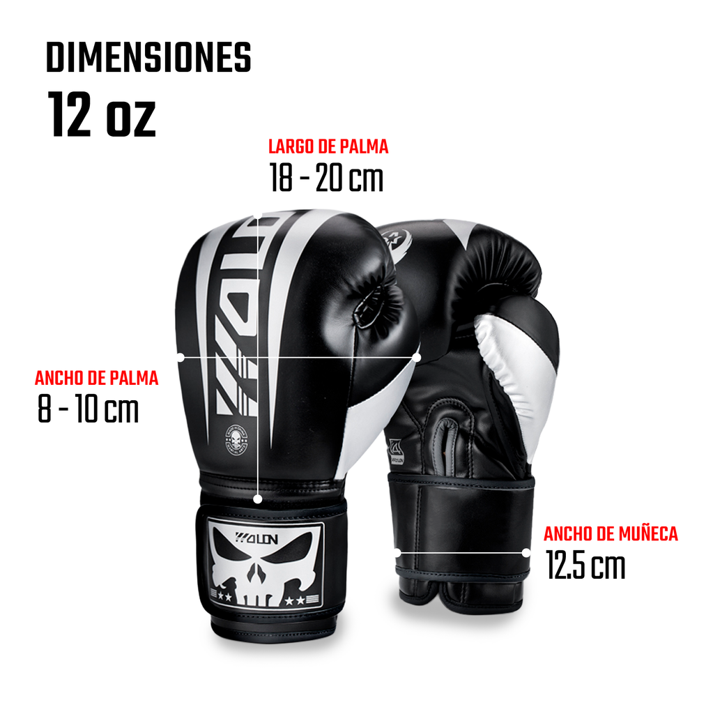 Guantes de Boxeo Negro/Gris 12oz (Por Par)