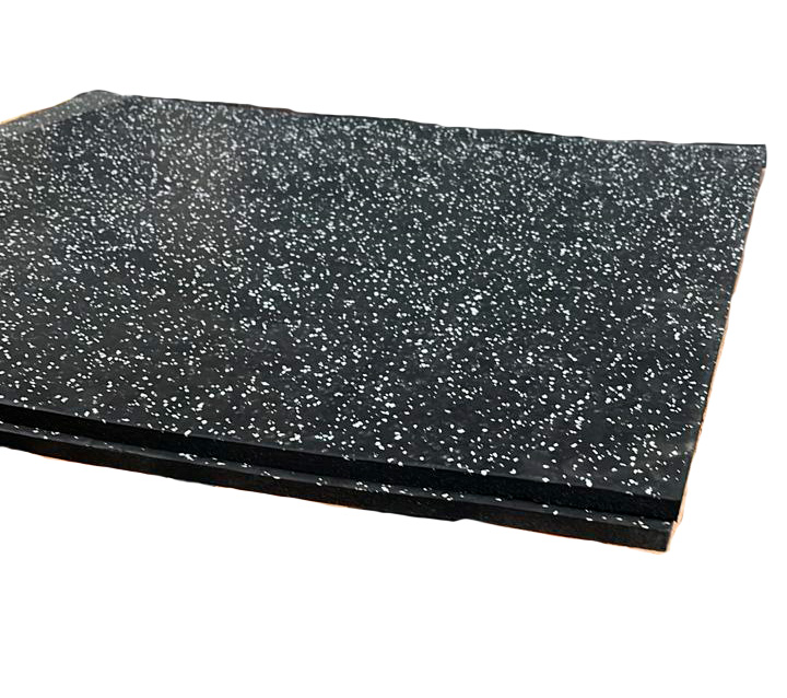 Piso de Caucho Compuesto - Negro con Blanco - 1000 mm x 1000 mm x 15 mm