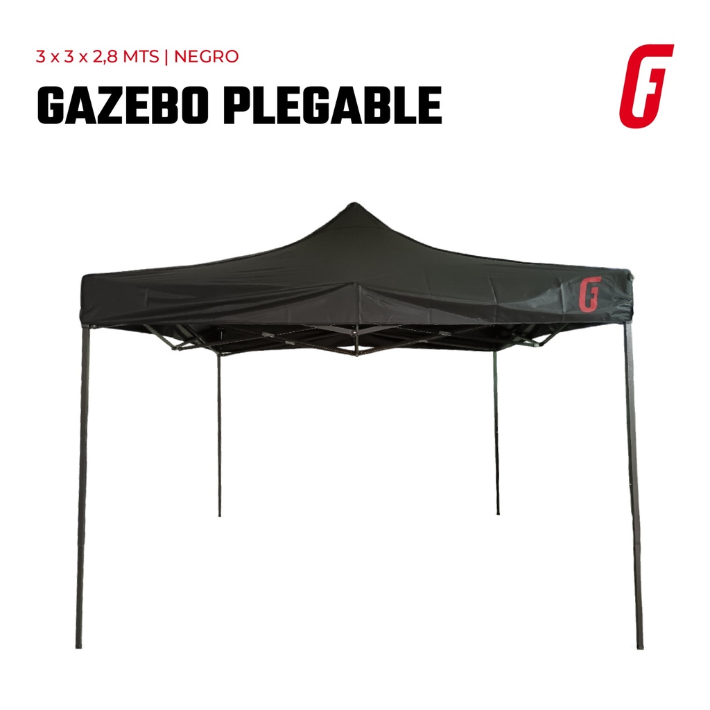 Gazebo Plegable - 3 x 3 mtrs - Negro