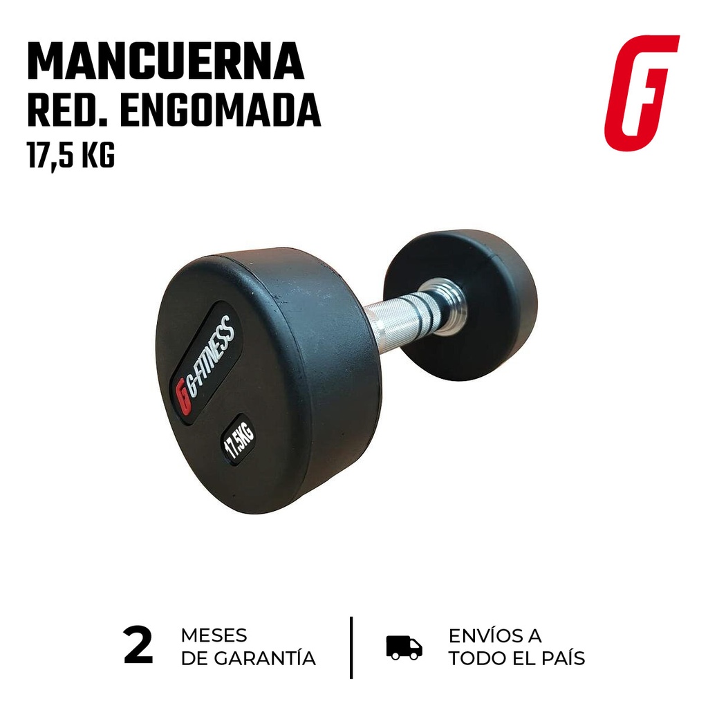 Mancuerna redonda engomada 17,5kg con logo GFITNESS (por unidad)