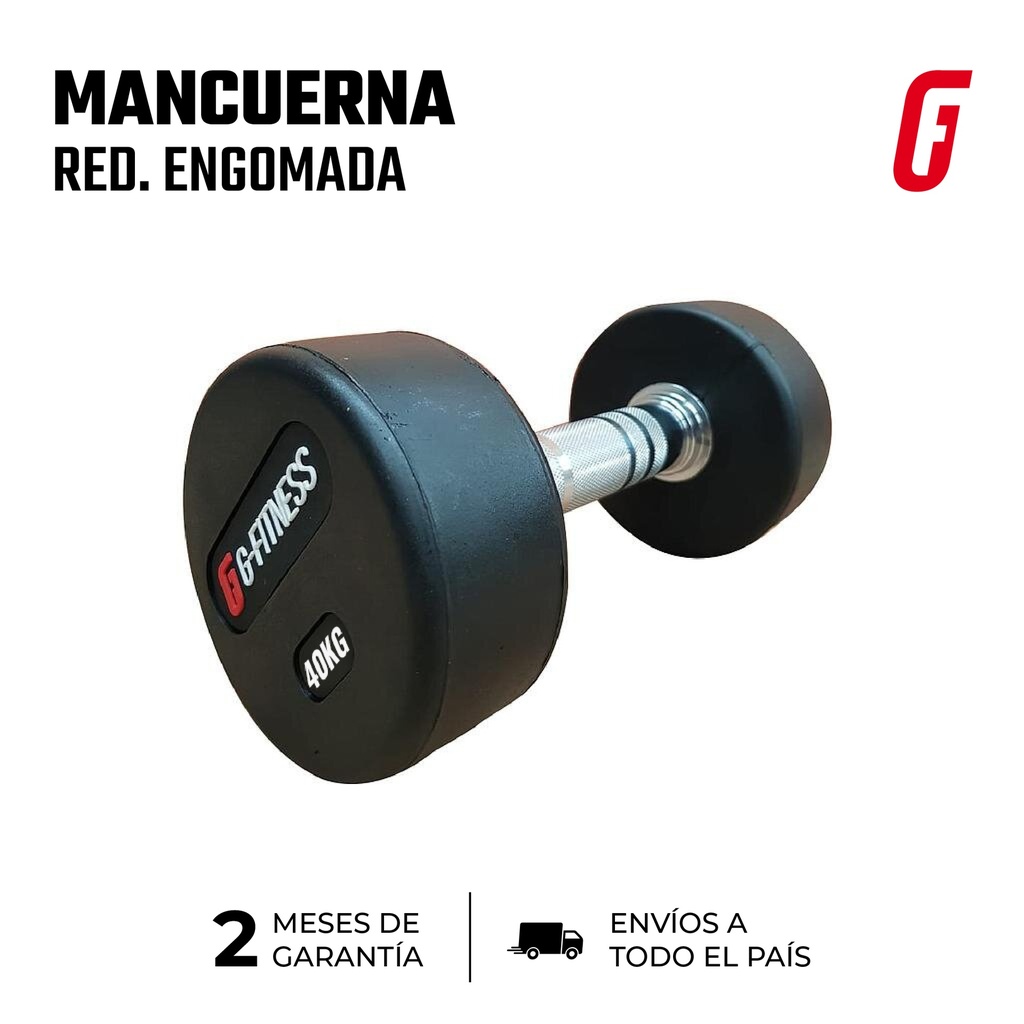 Mancuerna redonda engomada 40kg con logo GFITNESS (por unidad)