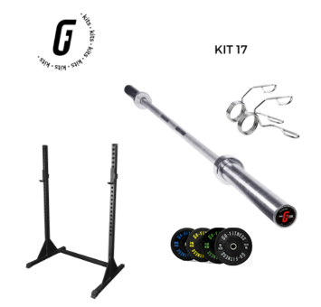 Kit 17: Barra olimpica 20kg + Discos