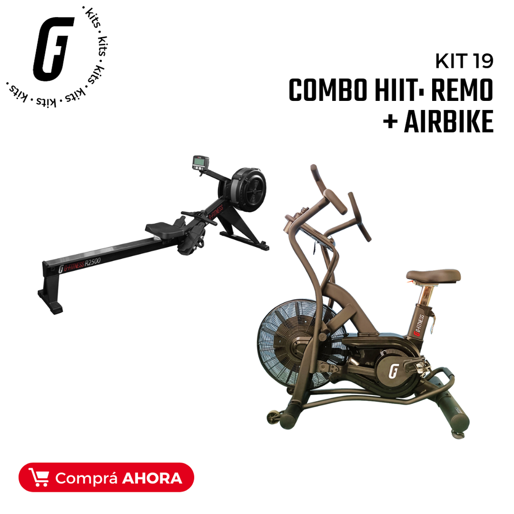 Kit 19 - COMBO HIIT: Simulador de remo + Airbike