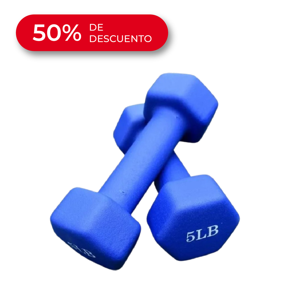 Mancuerna Neopreno (2kg-5Lb) Por Unidad. Rotulo Libras