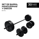 Set de Barra, Mancuernas y Discos 30KG