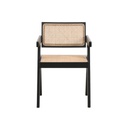 Silla Madera Negra Rattan Con Asiento Natural