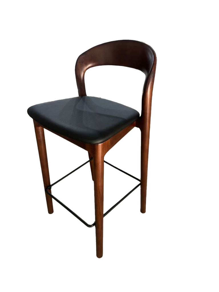 Silla Alta Madera Negra Asiento PU