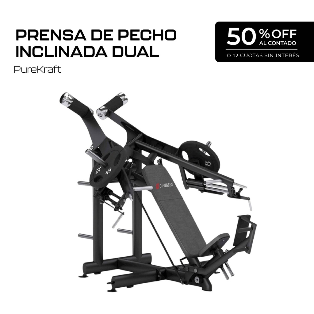 Máquina Prensa de Pecho Inclinada Dual - PureKraft