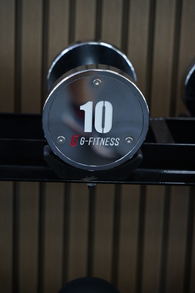 Mancuerna cromada con logo G-Fitness 10KG