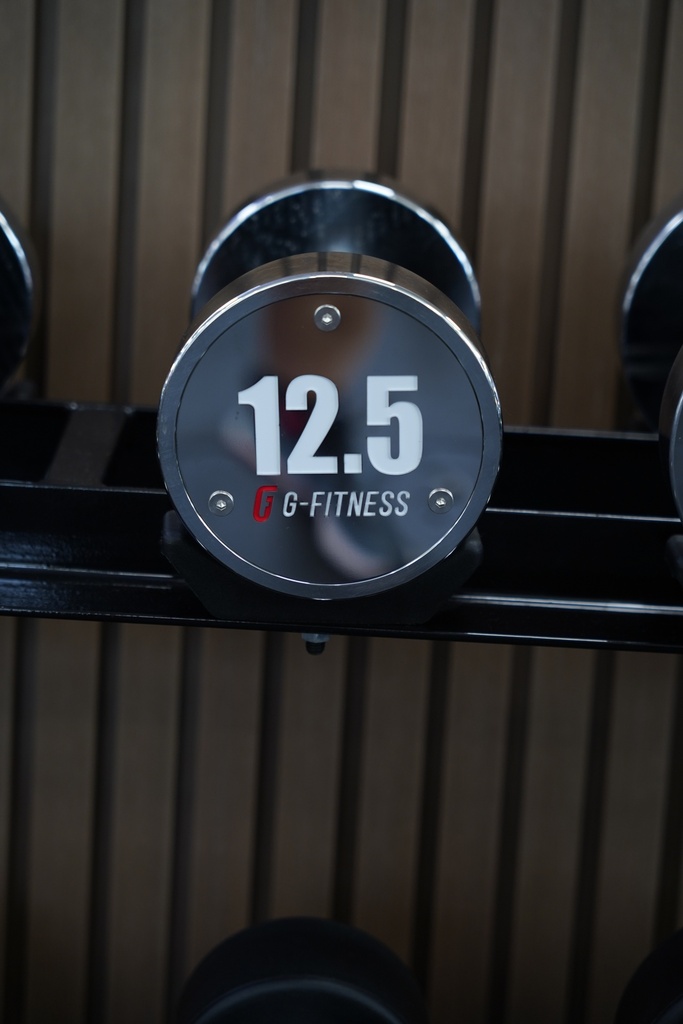 Mancuerna cromada con logo G-Fitness 12.5KG
