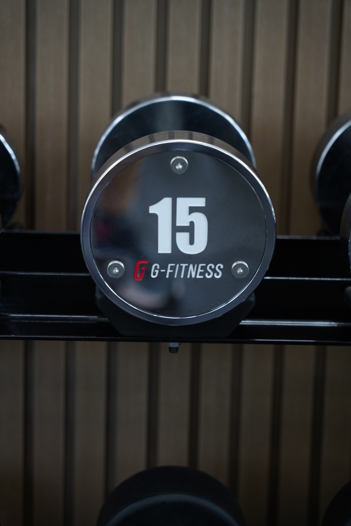 Mancuerna cromada con logo G-Fitness 15KG