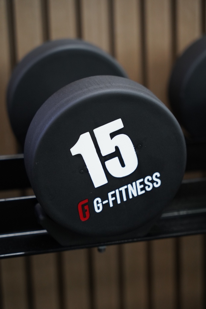Mancuerna TPU con logo G-Fitness 15KG