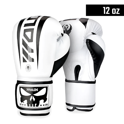 [BOX02] Guantes de Boxeo Blanco/Negro 12oz Mod Q2(Por par)