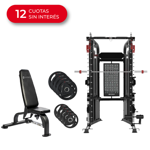 [kit25-] KIT 25: Entrenador Integral + Discos olímpicos