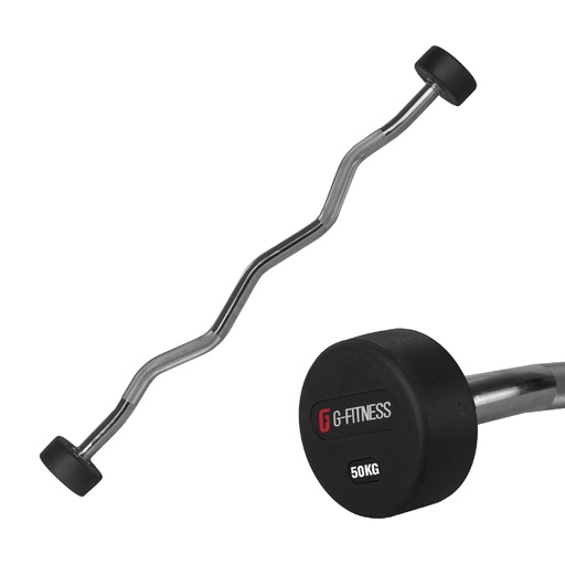 [100390-50] Barra curl peso fijo 50kg con logo