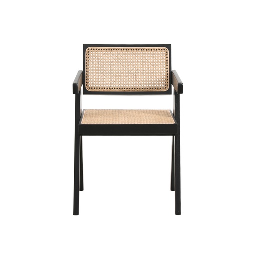 [WD-1792] Silla Madera Negra Rattan Con Asiento Natural