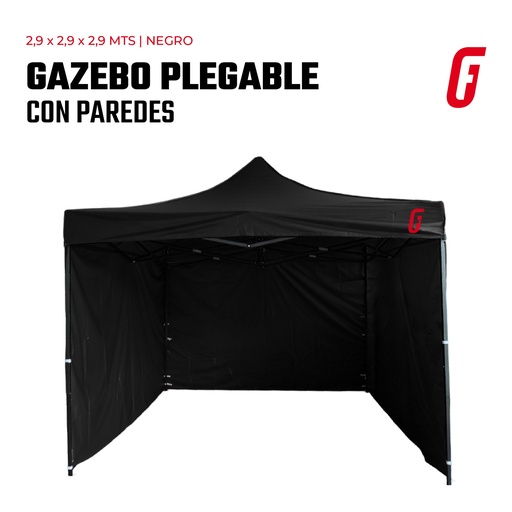 [GAZEBO-S2.1-3-B] Gazebo Plegable con Paredes - 3 x 3 mtrs - Negro