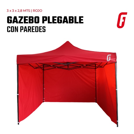 [GAZEBO-S2.1-3-R] Gazebo Plegable con Paredes - 3 x 3 mtrs - Rojo